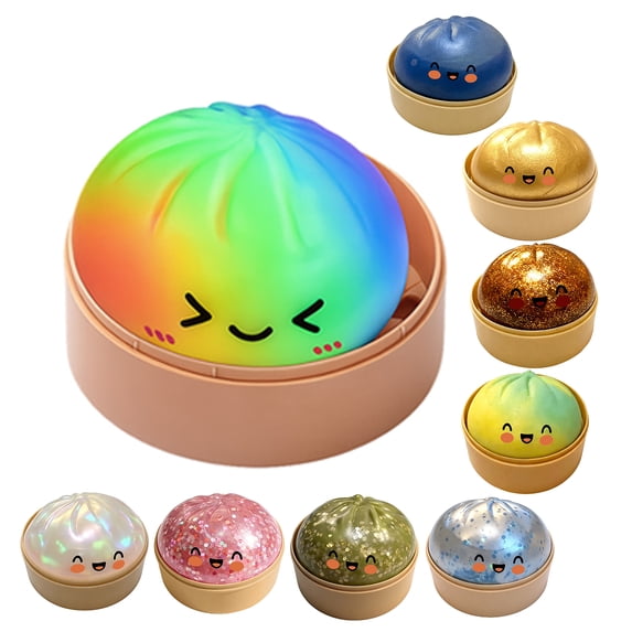Fountwell Dumpling Fidget Sensory Mystery Pack – Stretchy Hand Relief Toys with Food Steamer, Desk Decor for Adults & Teens
