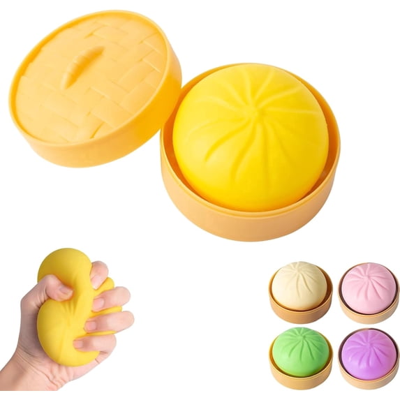 Fountwell Dumpling Fidget Sensory Mystery Pack – Stretchy Hand Relief Toys with Food Steamer, Desk Decor for Adults & Teens