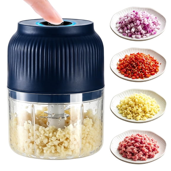 Fountwell Electric Garlic Chopper 2026 Mini Food Processor Portable Cordless USB Charging with 4 Blades Vegetable Onion Chopper