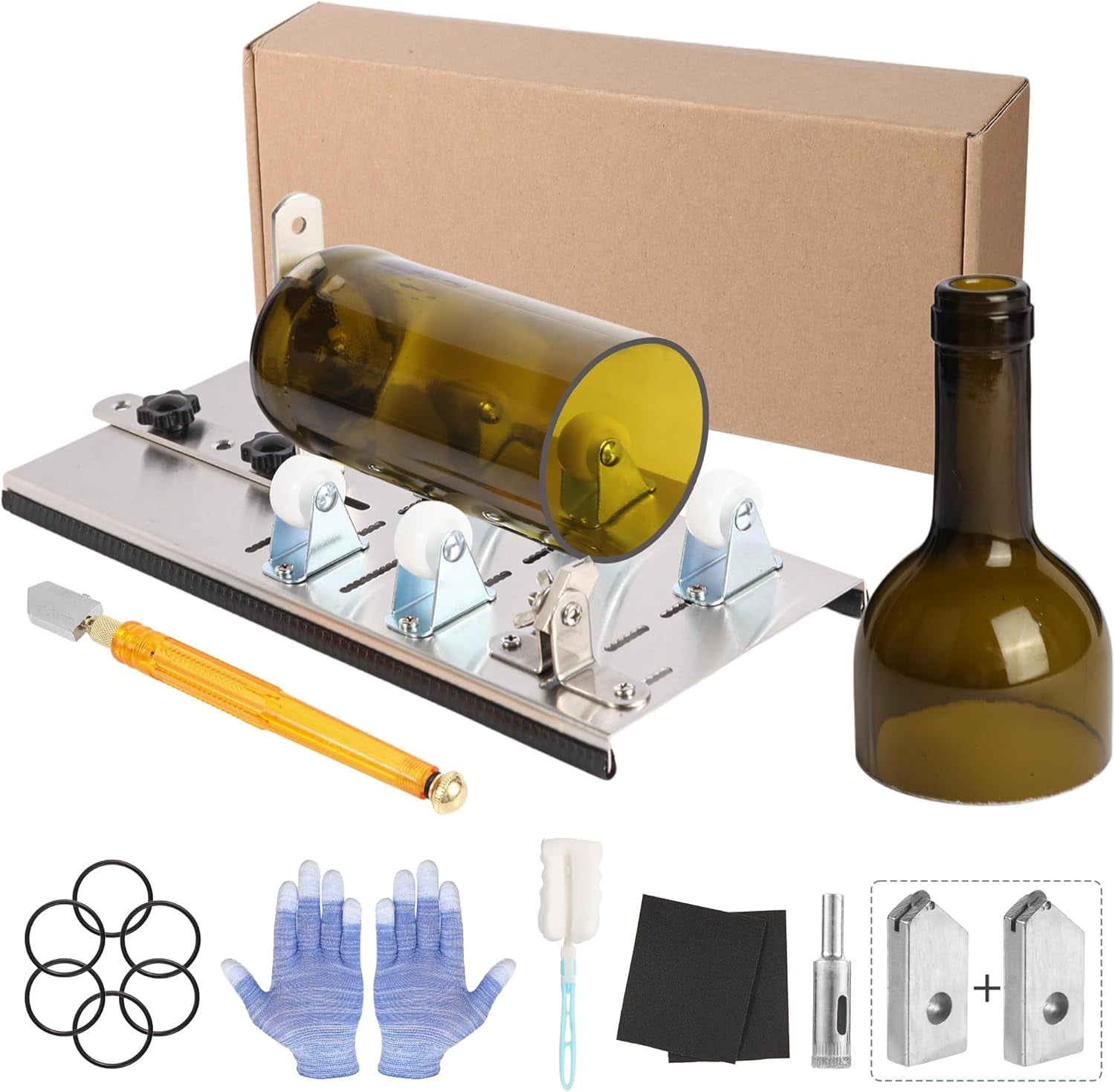 Fountwell Glass Bottle Cutter Tool Kit – DIY Bottle Cutting Machine for Round Bottles, Wine, Beer, Whiskey, Champagne & Soda