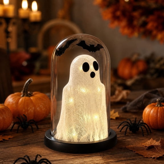 Fountwell Halloween Ghost Night Light Reading Book Lamp Cute LED Decor for Home Desk