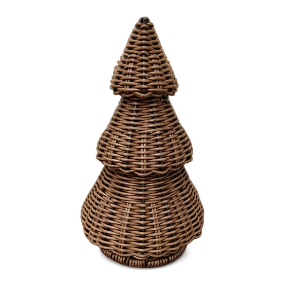 Fountwell Handwoven PE Rattan Christmas Tree Rustic Tiered Farmhouse Tabletop Decor Gift