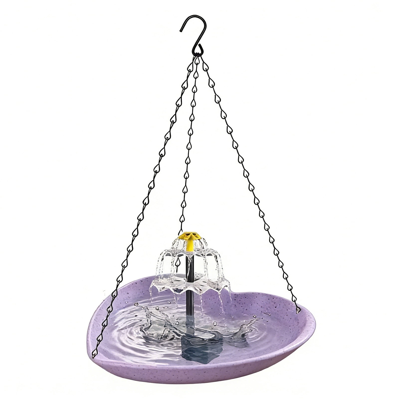 Fountwell Hanging Solar Bird Bath Fountain with Built-in Pump, Heart-Shaped Basin Cascade Water Flow – All-in-One No Wiring for Garden, Patio, Hummingbirds