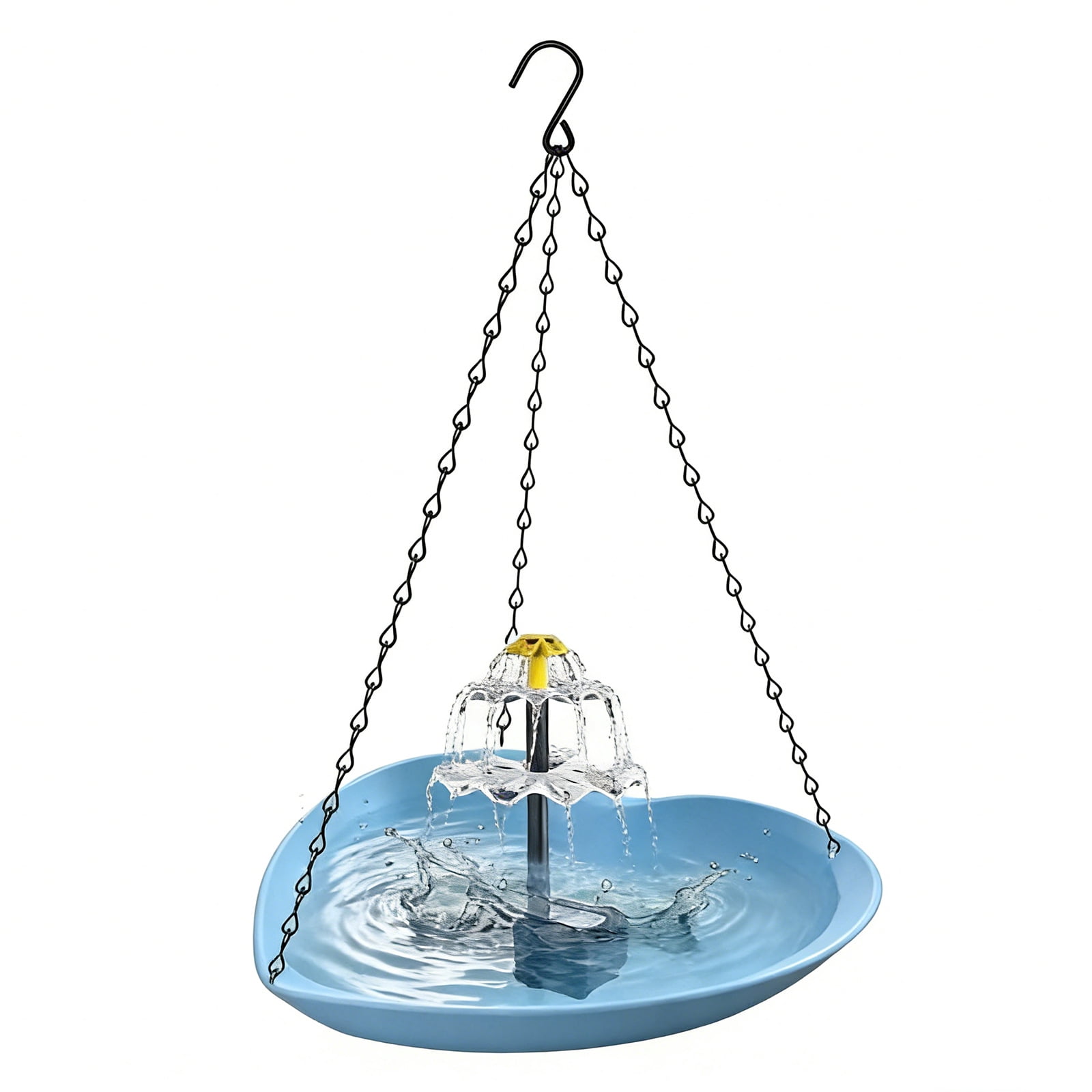 Fountwell Hanging Solar Bird Bath Fountain with Built-in Pump, Heart-Shaped Basin Cascade Water Flow – All-in-One No Wiring for Garden, Patio, Hummingbirds