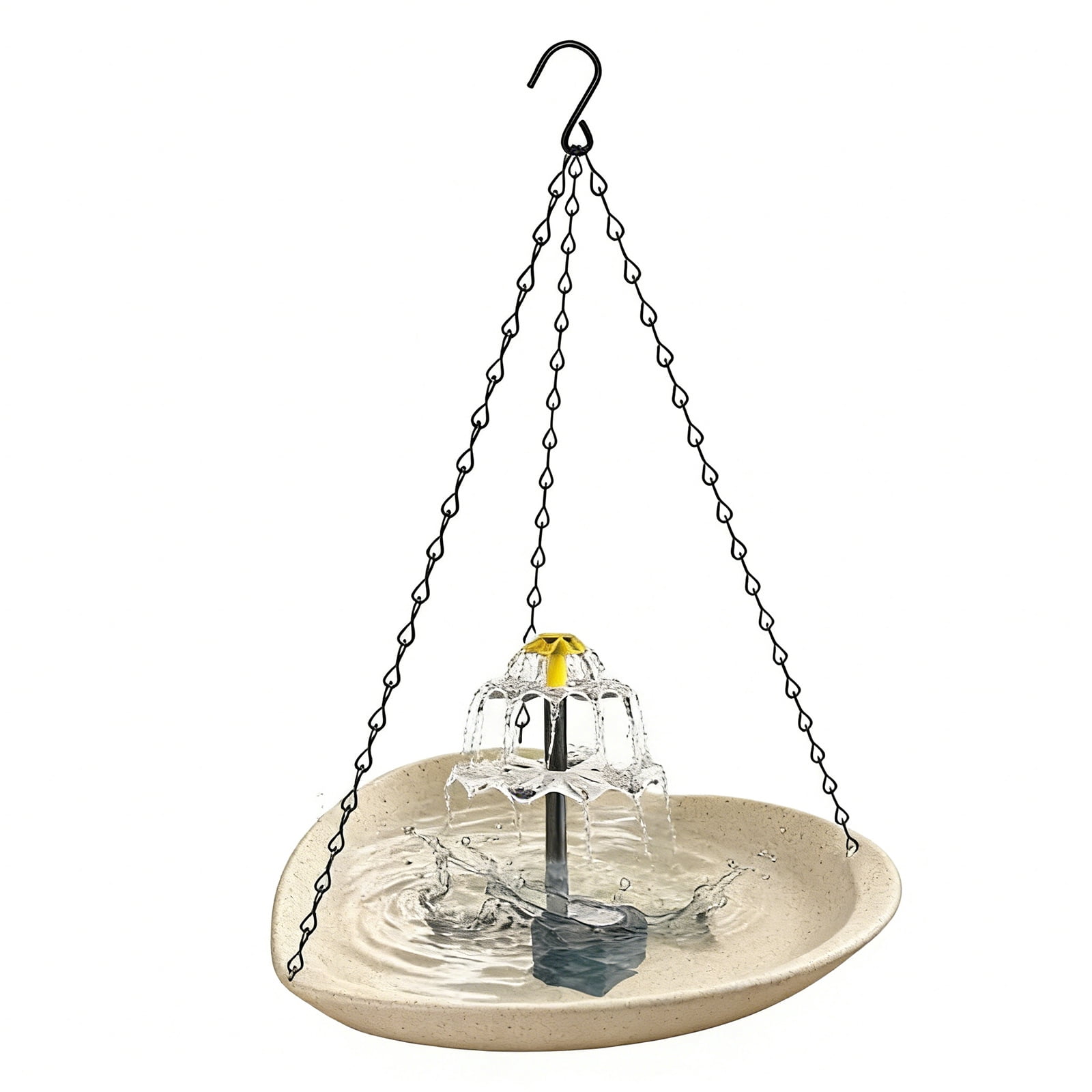 Fountwell Hanging Solar Bird Bath Fountain with Built-in Pump, Heart-Shaped Basin Cascade Water Flow – All-in-One No Wiring for Garden, Patio, Hummingbirds