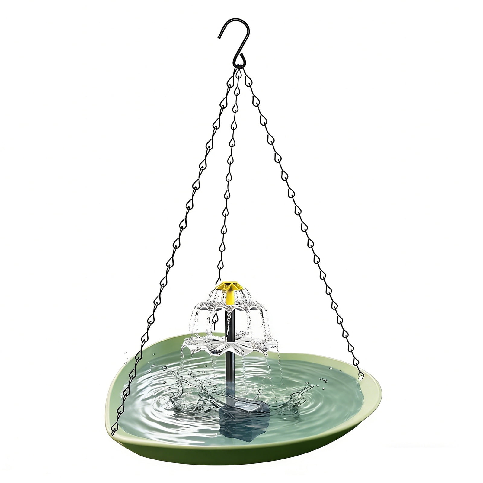 Fountwell Hanging Solar Bird Bath Fountain with Built-in Pump, Heart-Shaped Basin Cascade Water Flow – All-in-One No Wiring for Garden, Patio, Hummingbirds