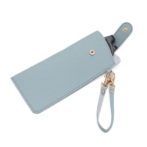 Fountwell Leather Sunglasses Pouch Gift with Holster Clip Portable Eyeglass Travel Case for Backpack