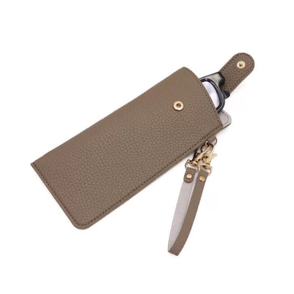 Fountwell Leather Sunglasses Pouch Gift with Holster Clip Portable Eyeglass Travel Case for Backpack