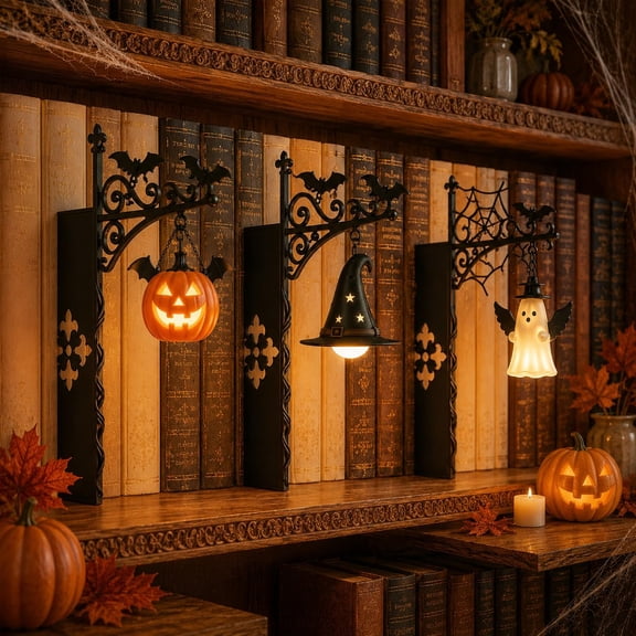 Fountwell Library Lantern Bookshelf LED Light Vintage Table Lamp for Home Office