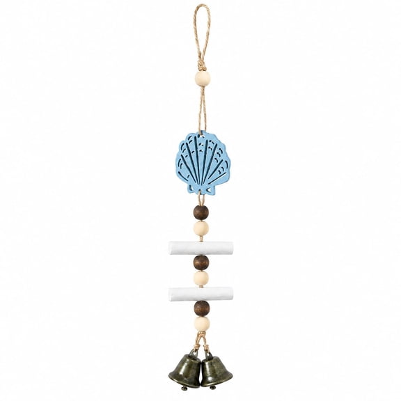 Fountwell Nautical Wooden Wind Chime Blue Shell Coastal Decor Gift for Patio Home