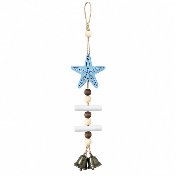Fountwell Nautical Wooden Wind Chime Blue Starfish Coastal Decor Gift for Patio Home