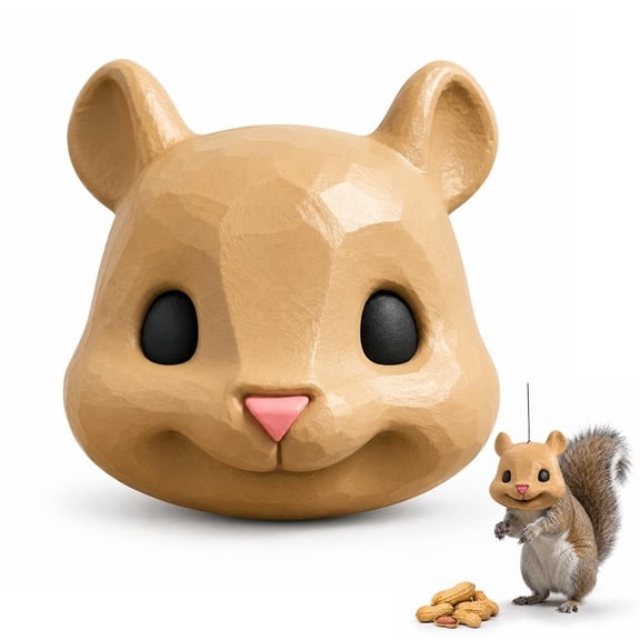 Fountwell Squirrel Head Feeder Funny Hanging Animal Face Feeder for Outdoor Garden Yard Decor
