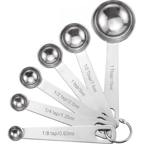 Fountwell Stainless Steel Measuring Spoons Set 6 Piece Heavy Duty Metal Tablespoon Teaspoon for Baking Cooking