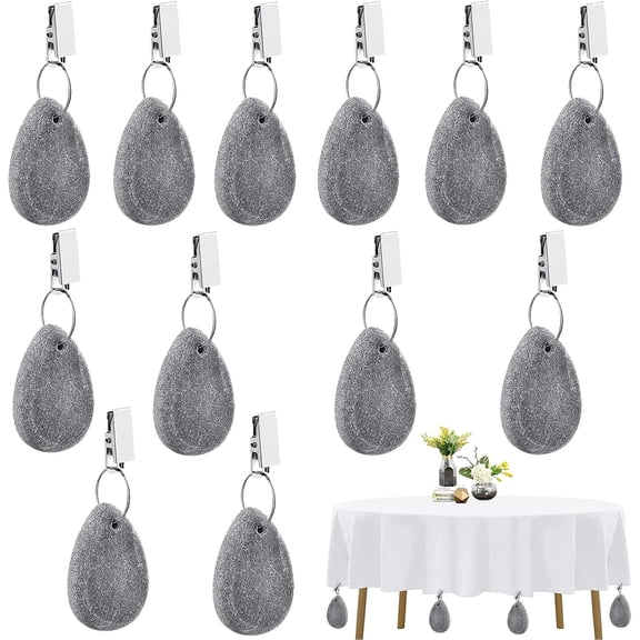 Fountwell Tablecloth Weights 12 Pack Teardrop Stone Table Cover Clips Heavy Duty Outdoor Picnic Hangers