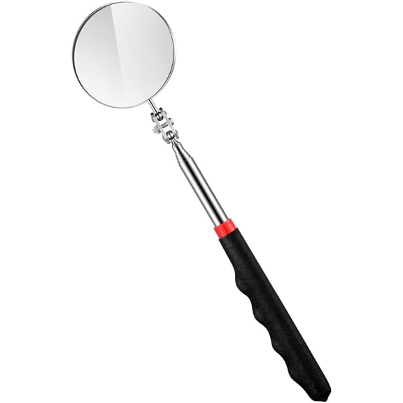 Fountwell Telescoping Inspection Mirror 9-28 Inch – Extendable Long Handle Mechanic Mirror with 360° Swivel Head for Auto Repair