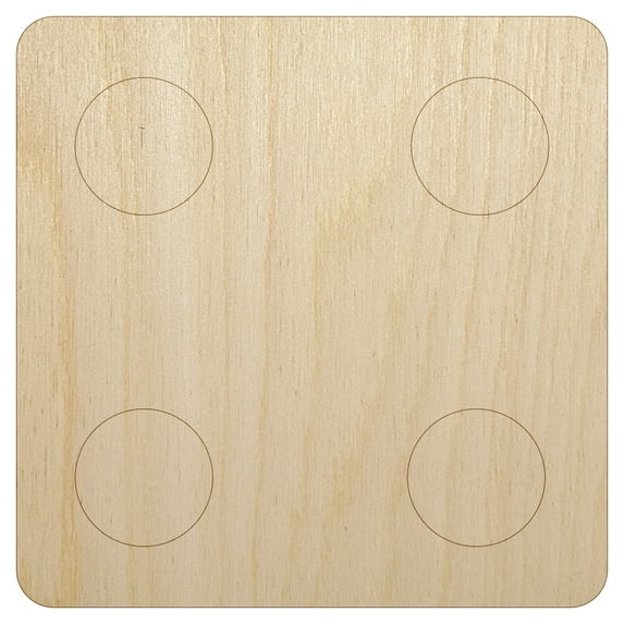 Four 4 Dice Die Wood Shape Unfinished Piece Cutout Craft DIY Projects - 4.70 Inch Size - 1/8 Inch Thick