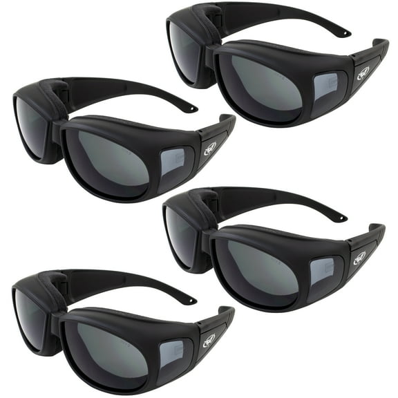 Global Vision Motorcycle Safety Sunglasses Fits Over Glasses Smoke ANSI Z87.1 Safety Glasses Foam Padding
