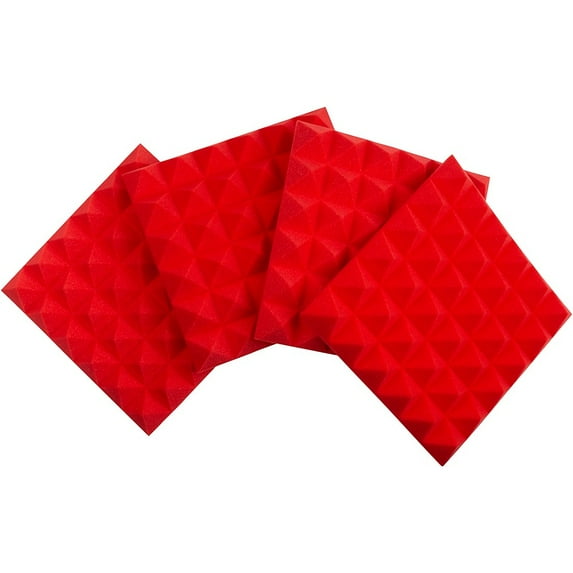 Gator GFW-ACPNL1212P Acoustic Foam Pyramid Panels 2"x12"x12" 4-Pack Red