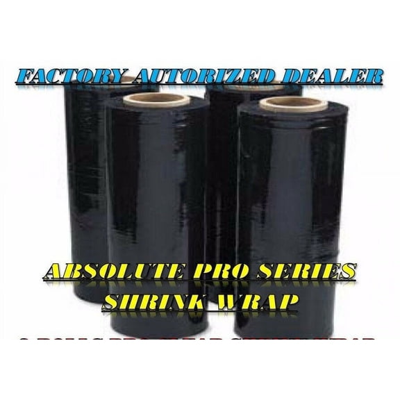 Four (4) Rolls Black Hand Stretch Plastic Film Pallet Shrink Wrap