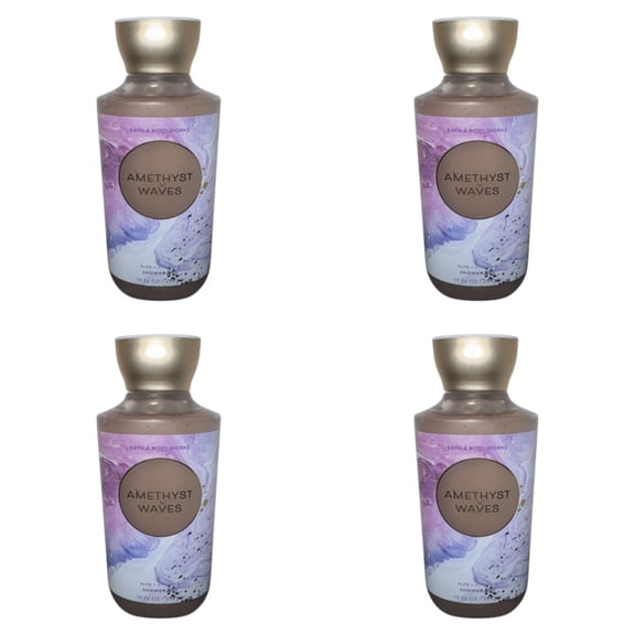 Four 4x (4)Bath and Body Works AMETHYST WAVES Shower Gel Aloe + Vitamin E 10 OZ