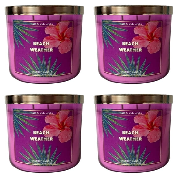 Four 4x (4)Bath and Body Works - Beach Weather Scented 3-Wick Candle (14.5 oz)