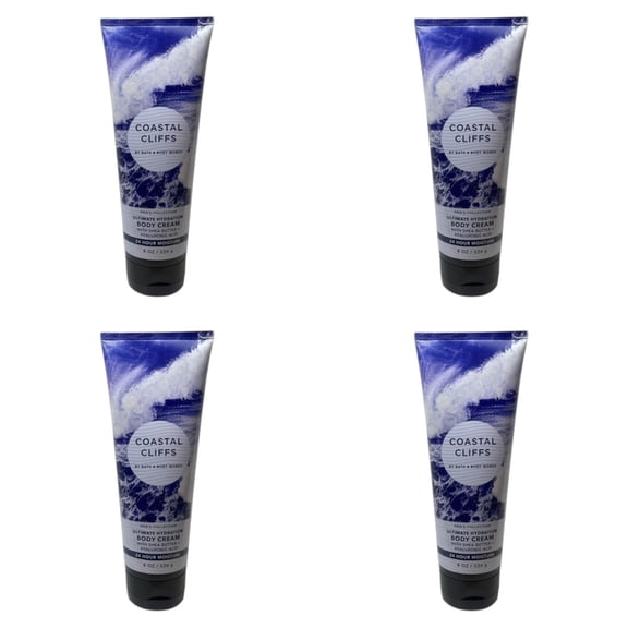 Four 4x (4)Bath and Body Works Coastal Cliffs Ultimate Hydration Body Cream (8 Oz)