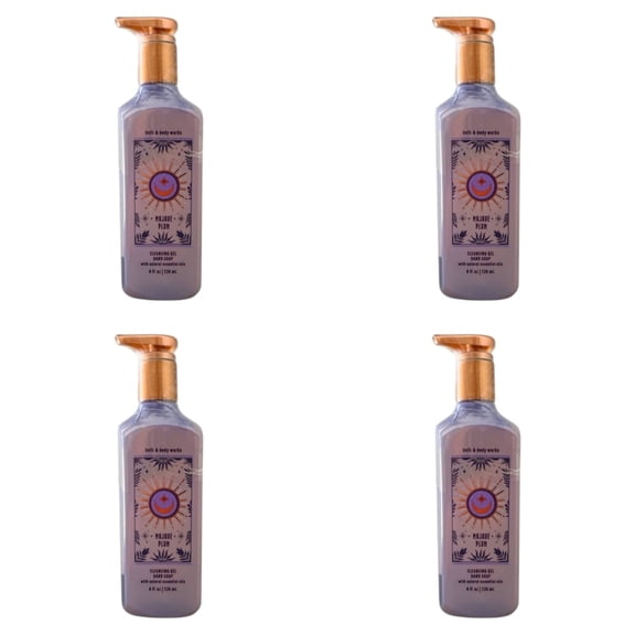 Four 4x (4)Bath and Body Works Mojave Plum Cleansing Gel Hand Soap (8 Oz)