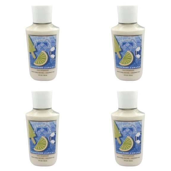 Four 4x (4)Bath and Body Works Poolside Cabana Body Lotion w/ Coconut Oil (8 Oz)