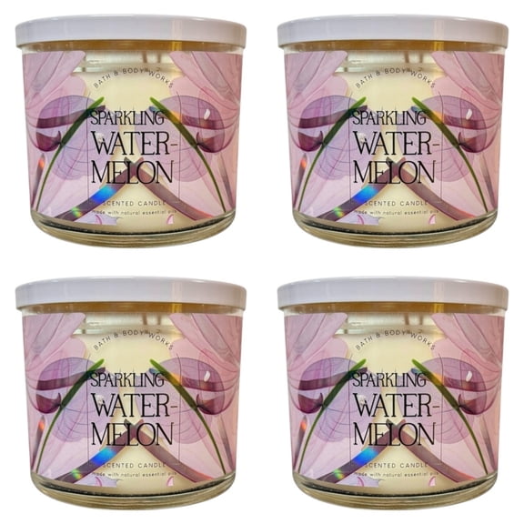 Four 4x (4)Bath and Body Works - Sparkling Watermelon Scented Candle (14.5 Oz)
