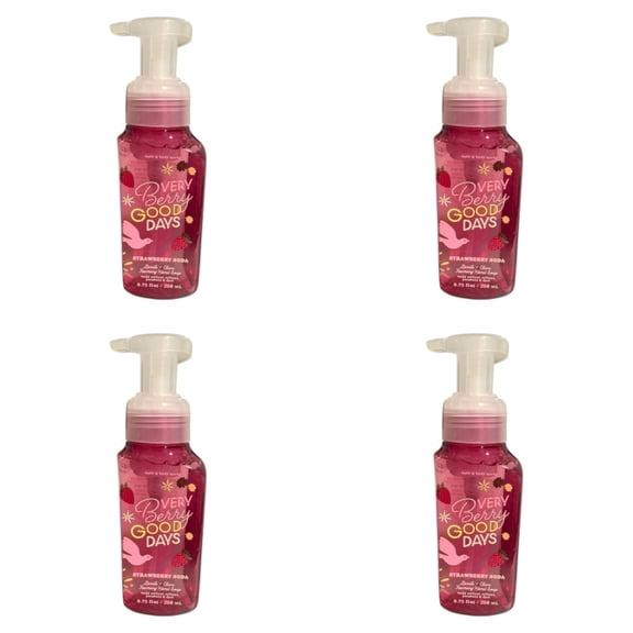 Four 4x (4)Bath and Body Works Strawberry Soda Gentle Foaming Hand Soap (8.75 oz)