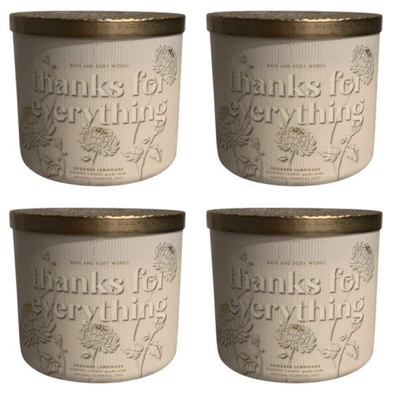 Four 4x (4)Bath and Body Works Thanks for Everything Sugared Lemonade Candle 14.5 Oz