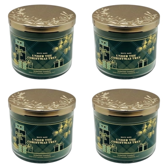 Four 4x (4)Bath and Body Works Under the Christmas Tree Scented Candle (14.5 OZ)