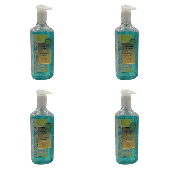 Four 4x (4)Bath and Body Works White Tea & Sage & Pineapple Mango Hand Soap (8 Oz)