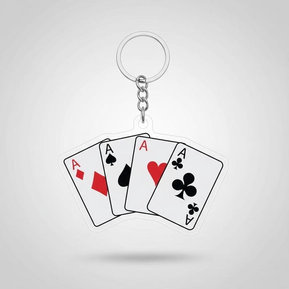 Four Aces Playing Cards Keychain, Lucky Poker Gift