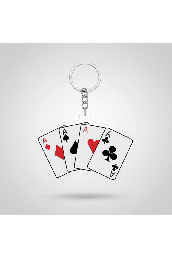 Four Aces Playing Cards Keychain, Lucky Poker Gift