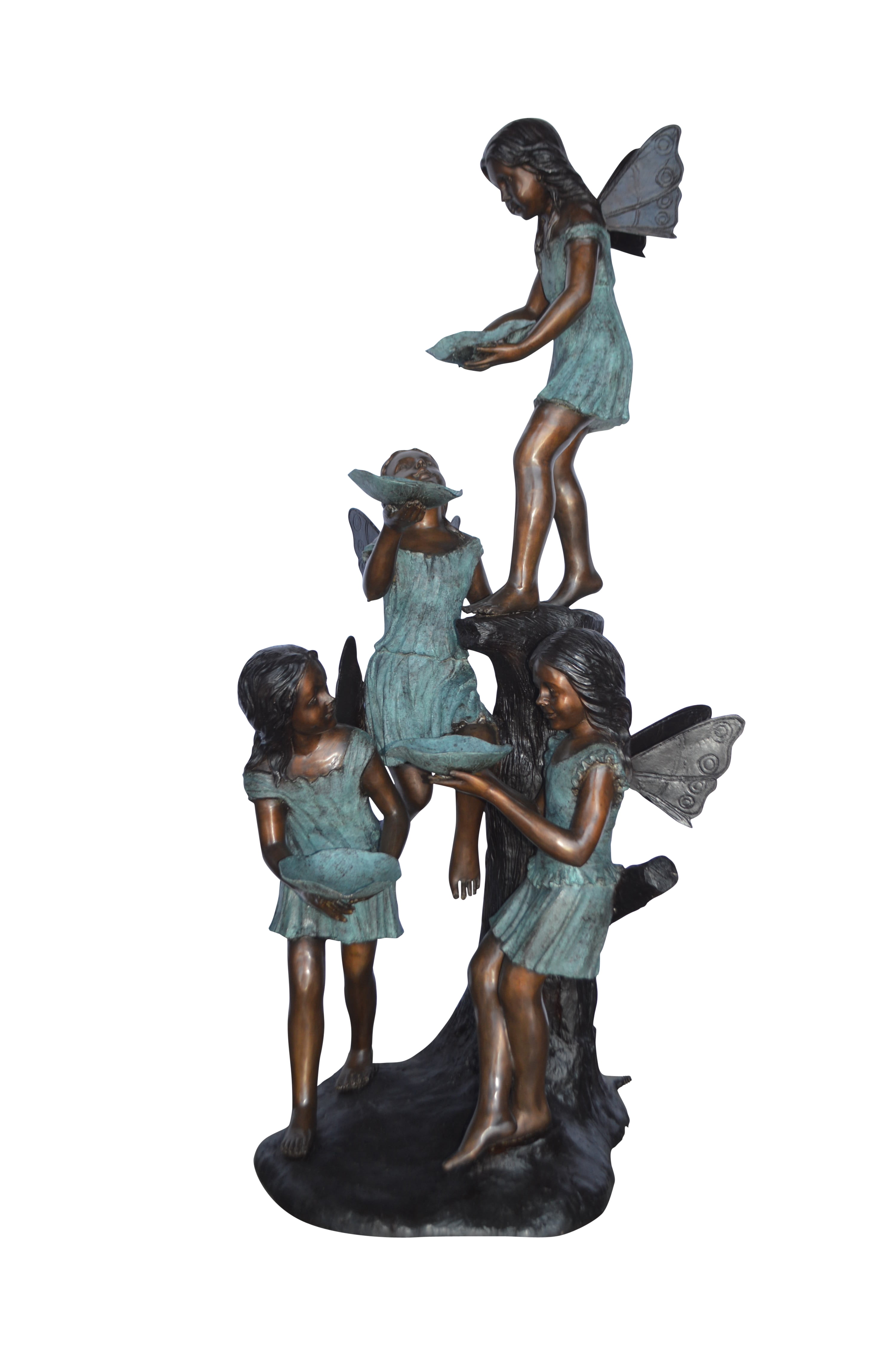 Nifao Four Angels Playing Outdoor Fountain Statue, Bronze Garden Water Feature Sculpture for Patio & Yard – Outdoor Garden Decor Sculpture, 35"L x 28"W x 66"H