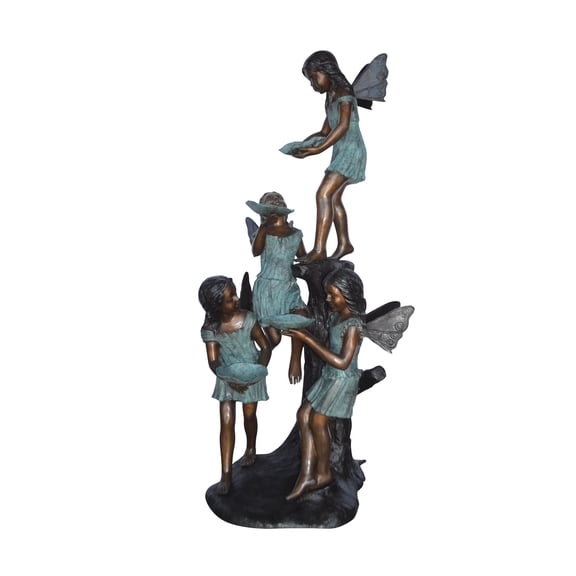 Four Angels Playing Bronze Statue Fountain - Size: 35"L x 28"W x 66"H.
