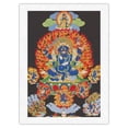 thumbnail image 1 of The Four-Armed Mahakala - Buddhist Protector Deity - Vintage Tibetan Thangka Buddhist Painting c.1800s - Japanese Unryu Rice Paper Art Print (Unframed) 12 x 16 in, 1 of 4