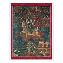 Four-Armed Shri Devi Dusolma - Tantric Buddhist Protector Deity - Vintage Tibetan Thangka Buddhist Painting - Tibet, 13th Century - Master Art Print (Unframed) 9in x 12in