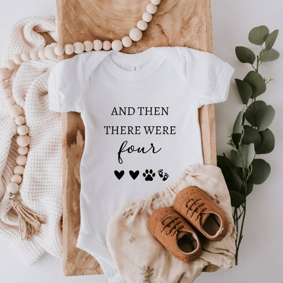 And Then There Were Four Baby Bodysuit, Pregnancy Announcement, Baby Reveal, Baby Announcement, We'Re Expecting, Pregnancy Reveal, Baby Gift Cute Baby Onesie, BABY BODYSUIT LAT 4424