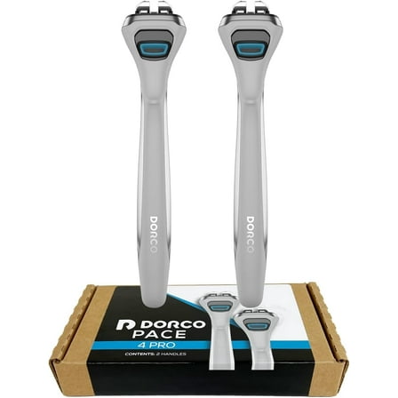 Four Blade Razor Shaving System - 2 Replacement Handles (Handles Only)