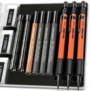 Four Candies 3PCS 1.3mm Metal Mechanical Pencil Set with Case Orange