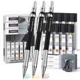 thumbnail image 1 of Four Candies 3PCS 2MM Mechanical Pencils with Case, Artist Lead Pencil Metal Lead Holder with Graphite Lead Refills, 4 Erasers, Sharpener, Drafting Pencil for Drawing, Sketching, 1 of 9