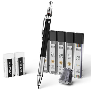 Four Candies 2MM Mechanical Pencil Set with case, Artist Led Pencil Metal Lead Holder with Graphite Lead Refill, Kneaded Eraser, Sharpener for Writing, Drawing, Sketching