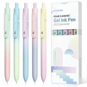 Four Candies Gel Pens, 5 Pcs 0.7mm Quick Dry Black Ink Pens Fine Point Smooth Writing High-End Series Unique Pens, Fun Pretty Cute Pens Gifts (Gradient)