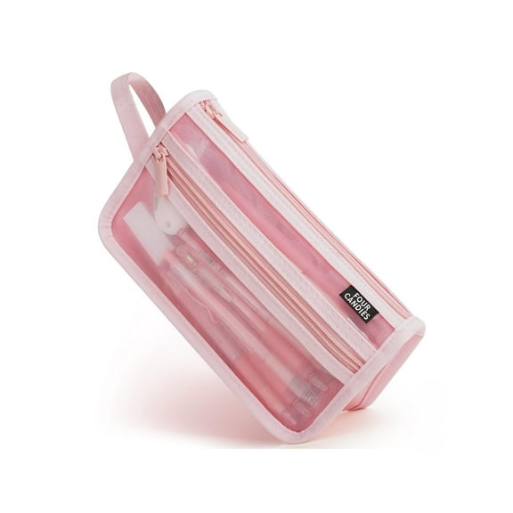 Four Candies Large Capacity Pencil Case, Pink Pencil Case with Zipper, Organized Pencil Cases for Adults, Handheld Pen Bag, Portable Cute Pencil Case