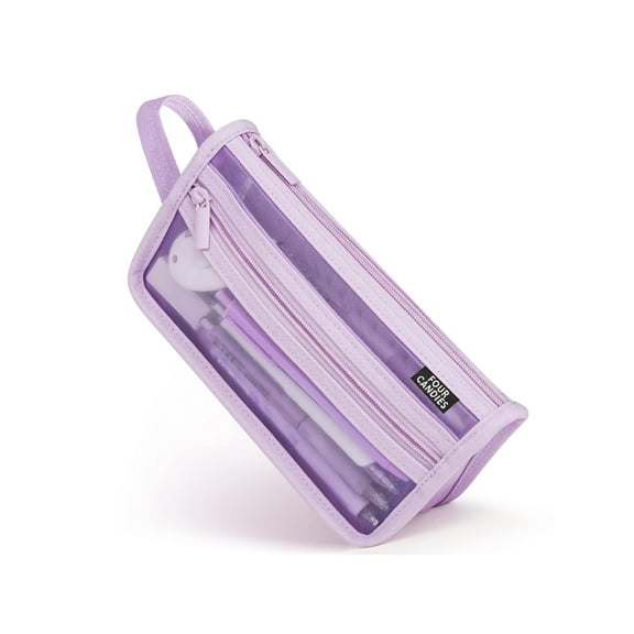 Four Candies Large Capacity Pencil Case, Purple Pencil Case with Zipper, Organized Pencil Cases for Adults, Handheld Pen Bag, Portable Cute Pencil Case, School Supplies for Kids Girls