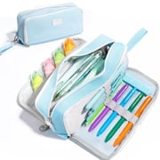 Four Candies Canvas Pencil Cases with Removable Handle, Zipper, Blue