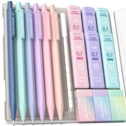 Four Candies Mechanical Pencils 0.7mm, with HB & 2B Lead Refills 0.7, Pastel Eraser Set & Eraser Refills, 16-Count Pack with Case, Cute Aesthetic Supplies for Writing, Drawing