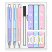 Four Candies Pastel Mechanical Pencil Set for Drawing & Writing, 3PCS Mechanical Pencils in 0.5mm with 360PCS HB Lead Refills, 3PCS Erasers and 9PCS Eraser Refills